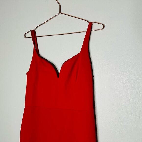 AIDAN MATTOX  Ferrari Red Lace Hemline Mermaid Cocktail Gown Dress Size US 8 - Picture 3 of 13